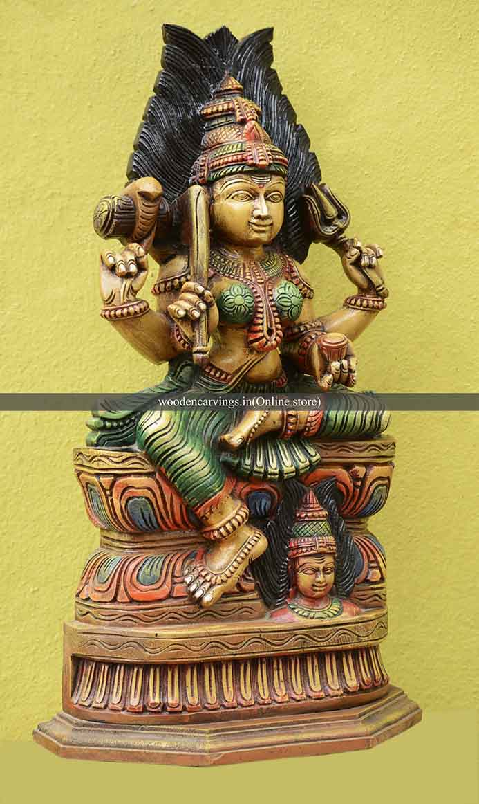 multicolor wooden devi statue