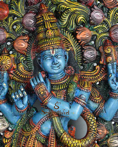 Glorious krishna carved with Lotus jali work mount 49"