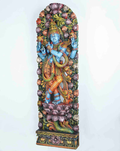 Glorious krishna carved with Lotus jali work mount 49"