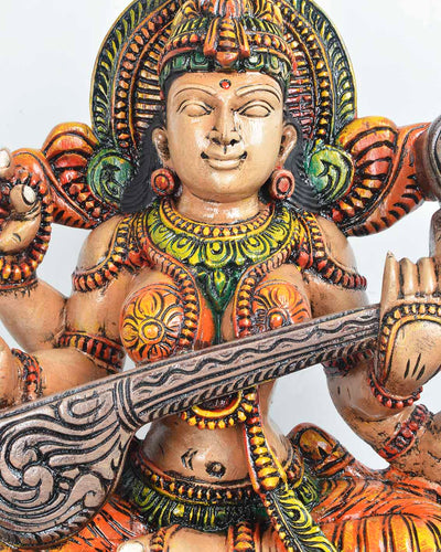 Goddess saraswathi with Grey colour veena statue 30"