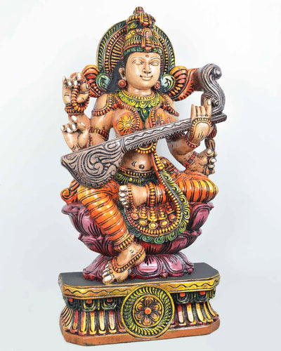 Goddess saraswathi with Grey colour veena statue 30"