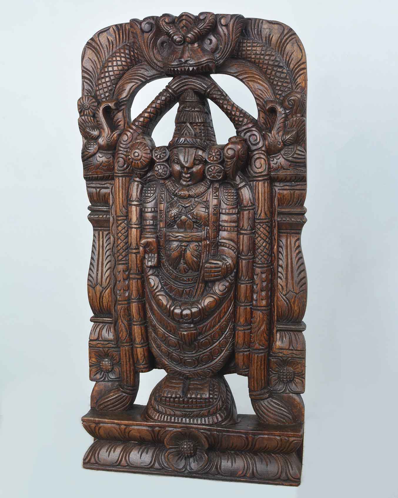 Lord Balaji Full Figure wooden statue 24"