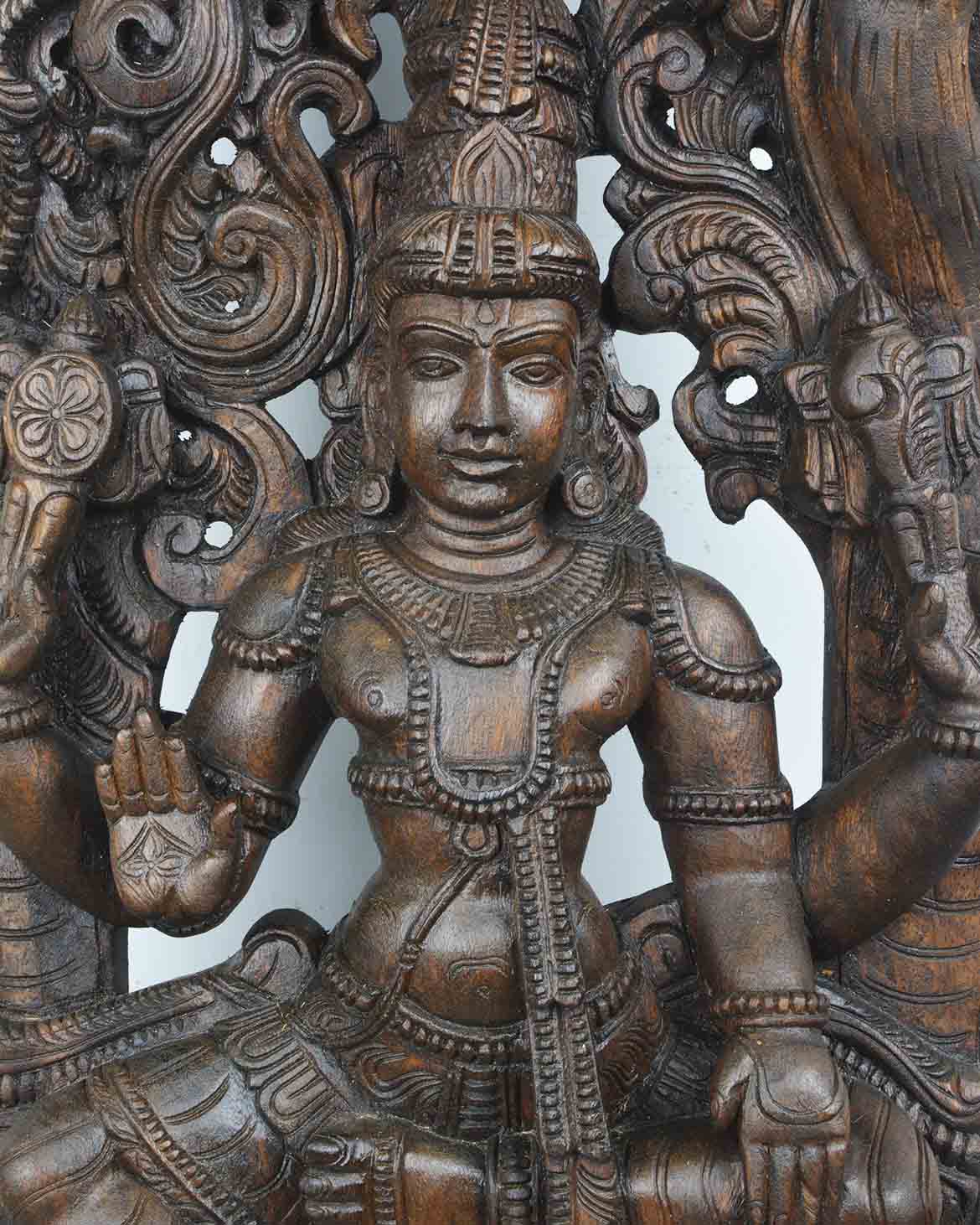 Lord vishnu with Goumodaki kada jali work wall mount 36"