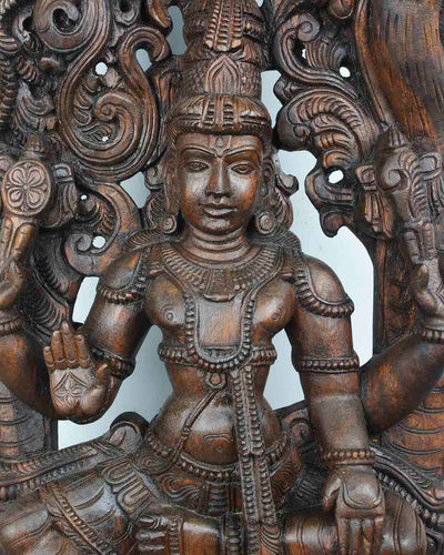 Lord vishnu with Goumodaki kada jali work wall mount 36"
