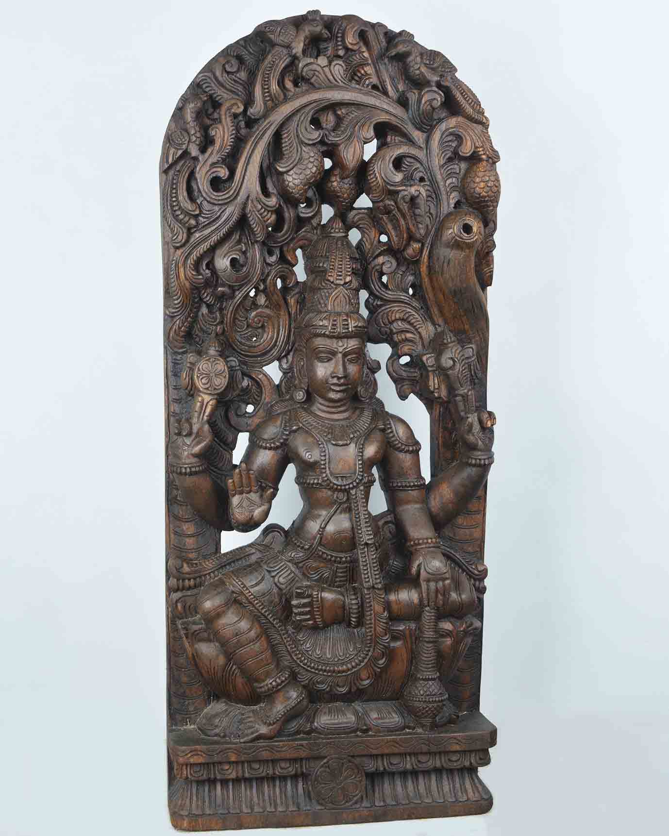 Lord vishnu with Goumodaki kada jali work wall mount 36"