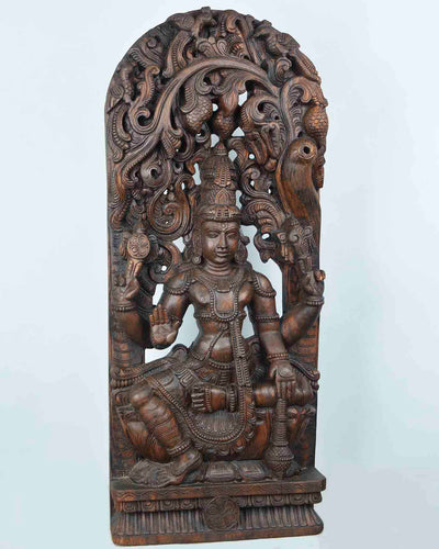 Lord vishnu with Goumodaki kada jali work wall mount 36"