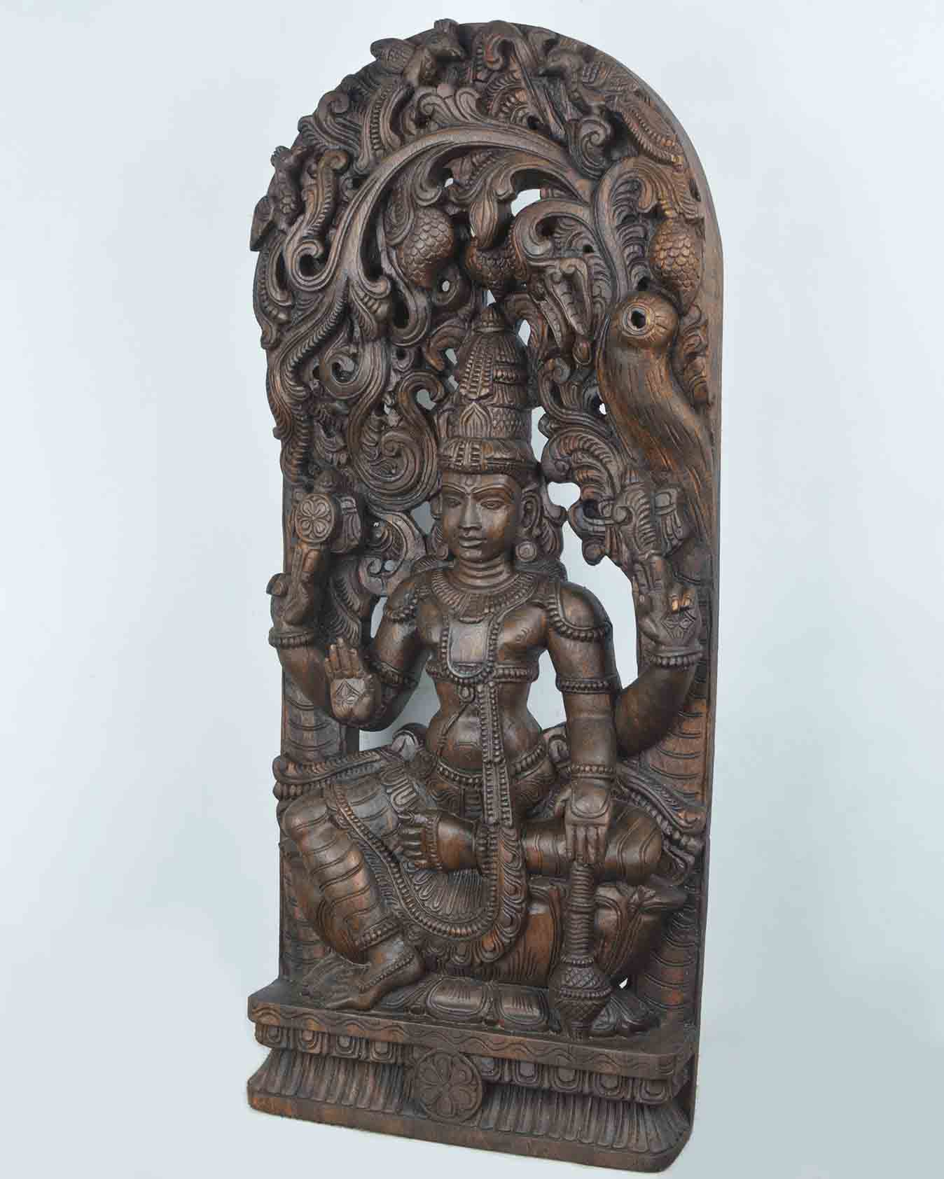 Lord vishnu with Goumodaki kada jali work wall mount 36"