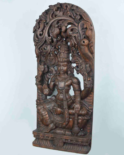 Lord vishnu with Goumodaki kada jali work wall mount 36"