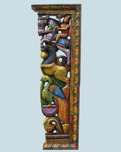 Warriors Rides on Horse,Lion and parrot wall Brackets 38"