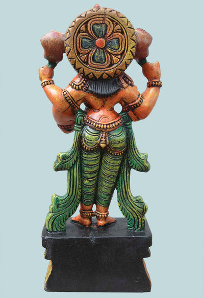 Standing Goddess MahaLakshmi wooden statue 18"