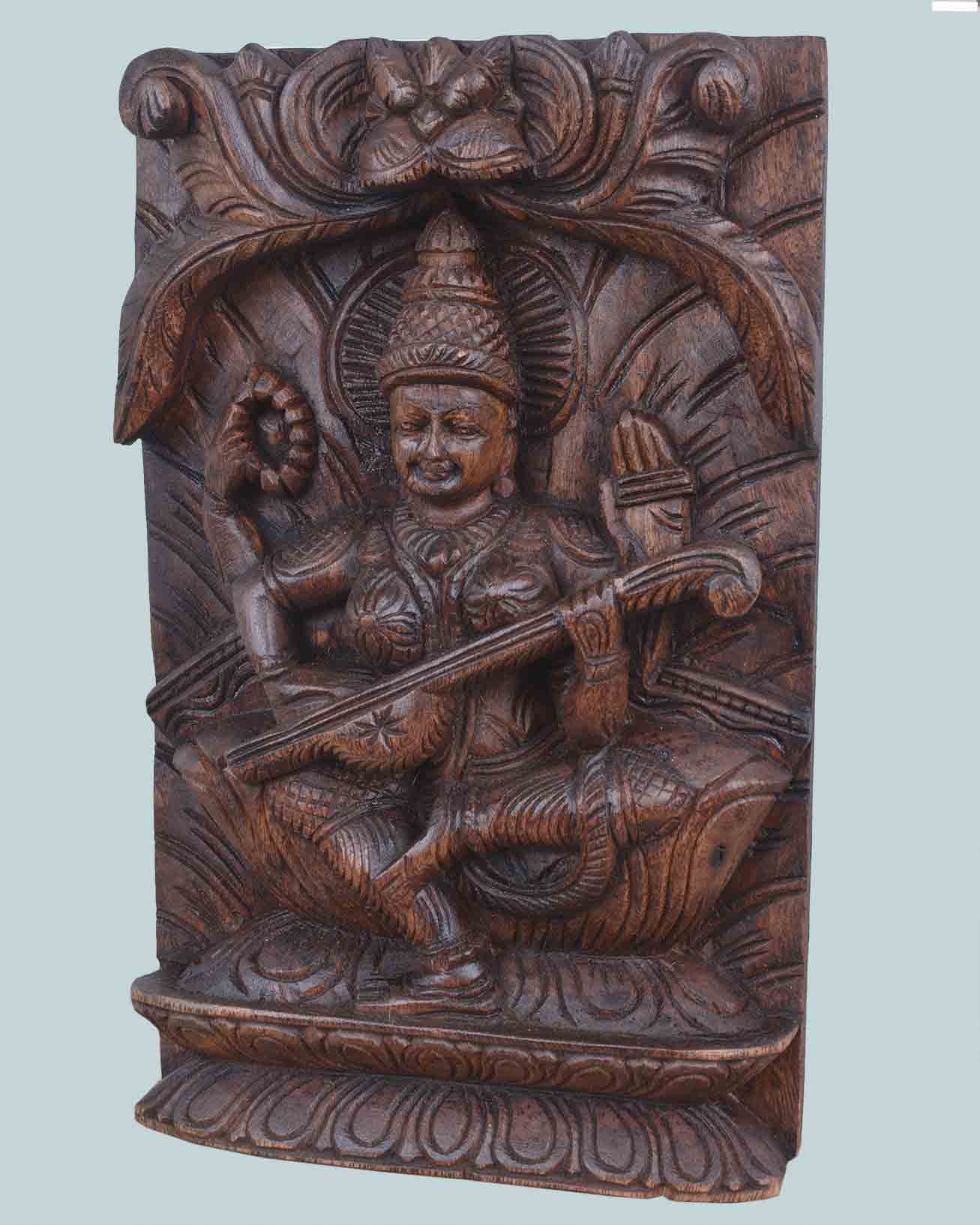 Goddess Saraswathi square Type Wall Mount 12"