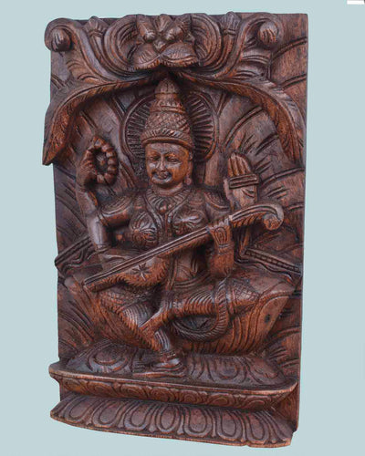 Goddess Saraswathi square Type Wall Mount 12"