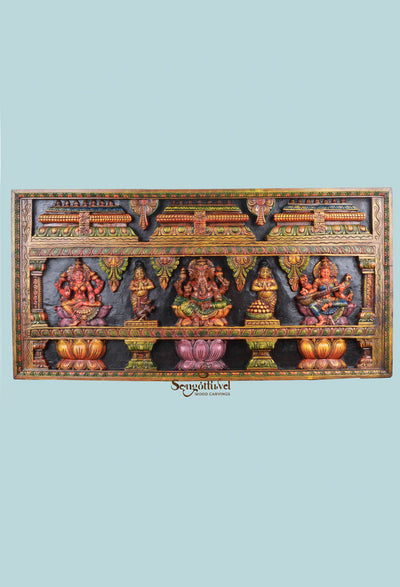 Look Like Temple,Lord Ganesh with Goddess wall panel 49"