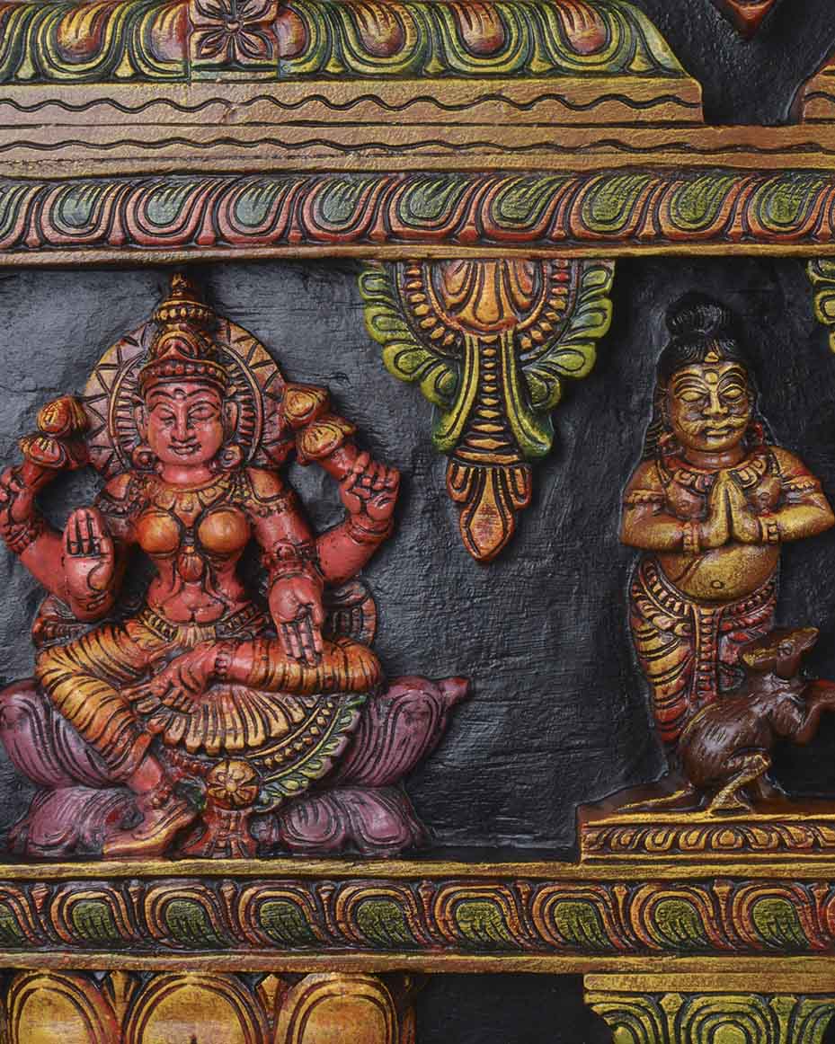 Look Like Temple,Lord Ganesh with Goddess wall panel 49"