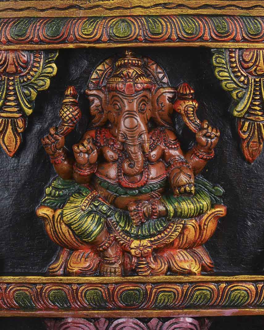 Look Like Temple,Lord Ganesh with Goddess wall panel 49"