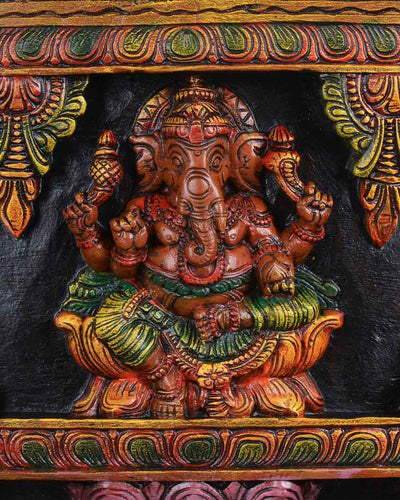 Look Like Temple,Lord Ganesh with Goddess wall panel 49"