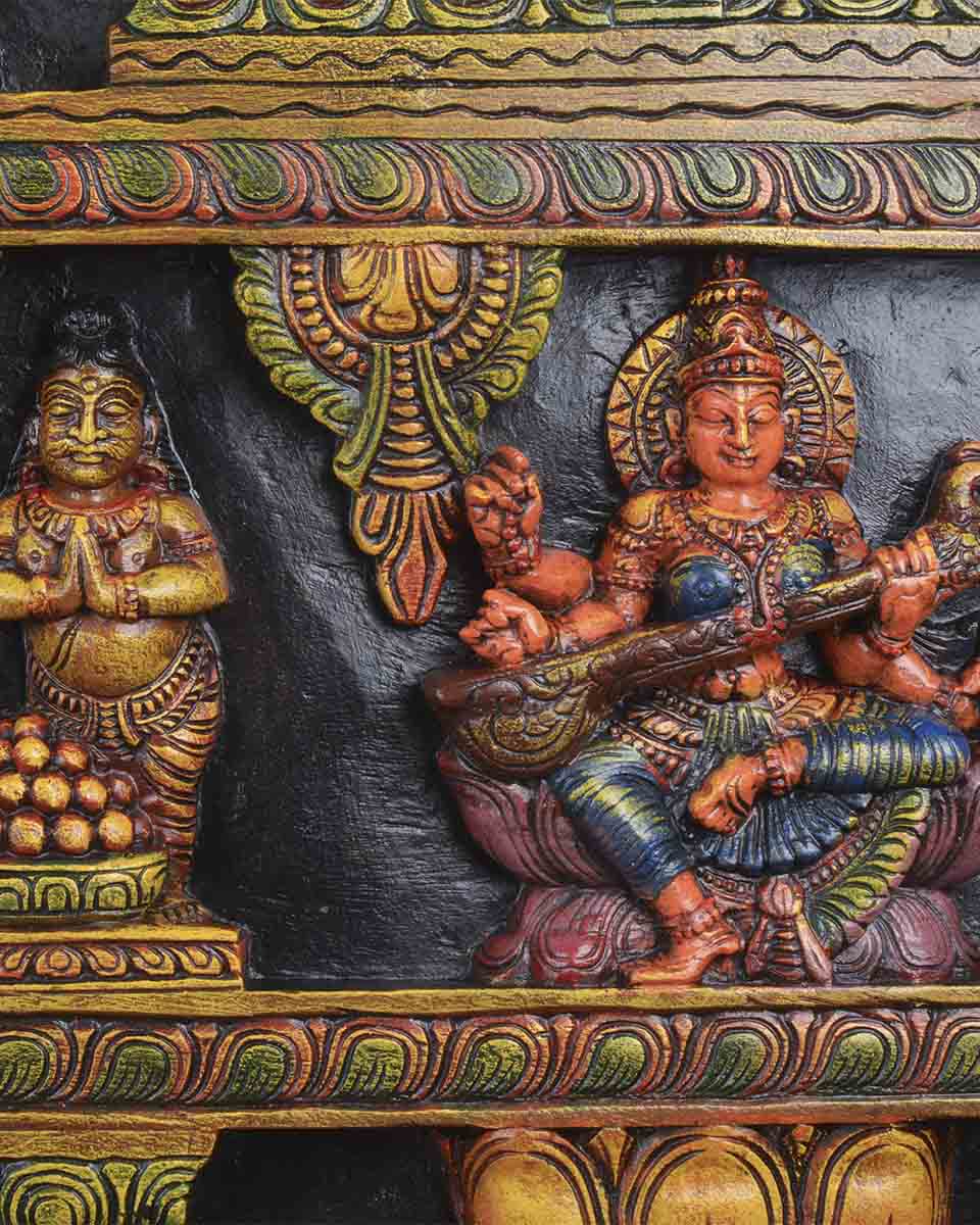 Look Like Temple,Lord Ganesh with Goddess wall panel 49"
