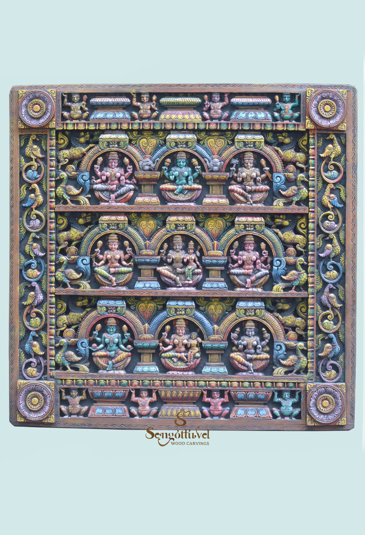 Square shape AstaLakshmi coloured panel 50"