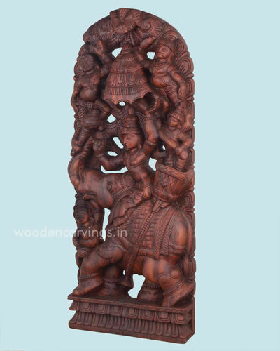 Wooden Raj Bhavani wall Mount sculpture 36"