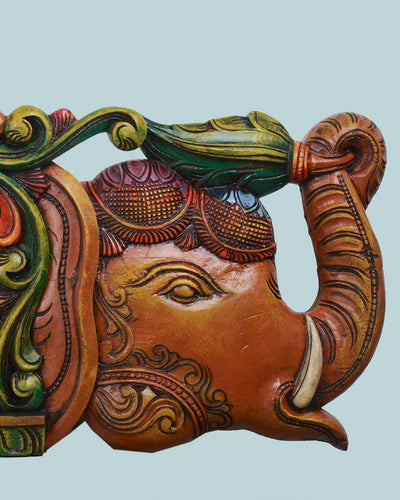Elephant Design GajaLakshmi Horizontal wooden wall panel 48"