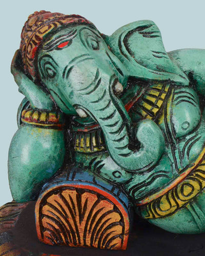 Reclining Green Ganesha wall Mount 15"