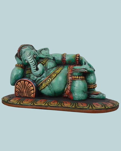 Reclining Green Ganesha wall Mount 15"