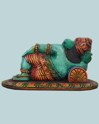 Reclining Green Ganesha wall Mount 15"