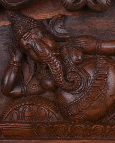 Reclining on pillow with sevagars Ganesha panel 24"