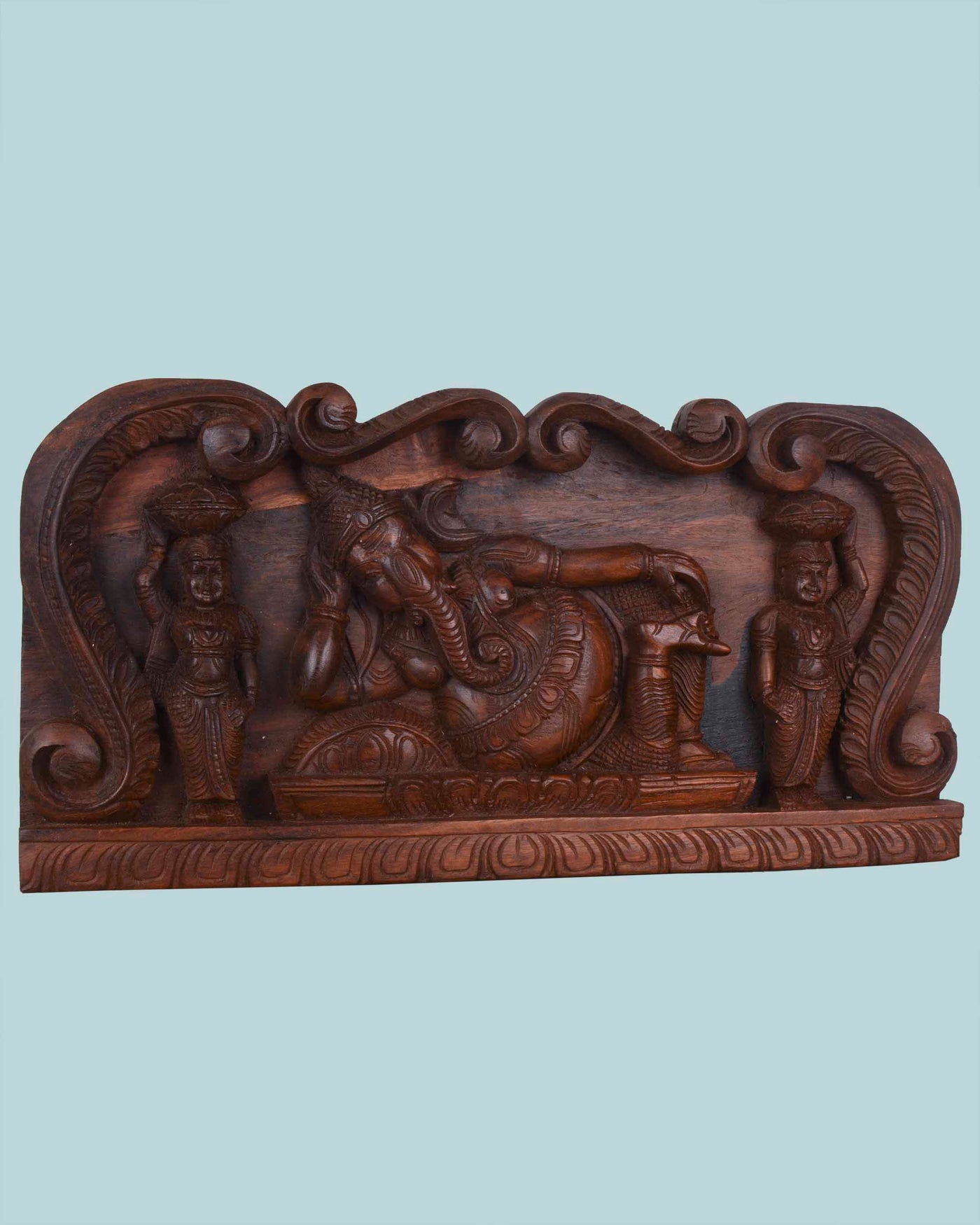 Reclining on pillow with sevagars Ganesha panel 24"