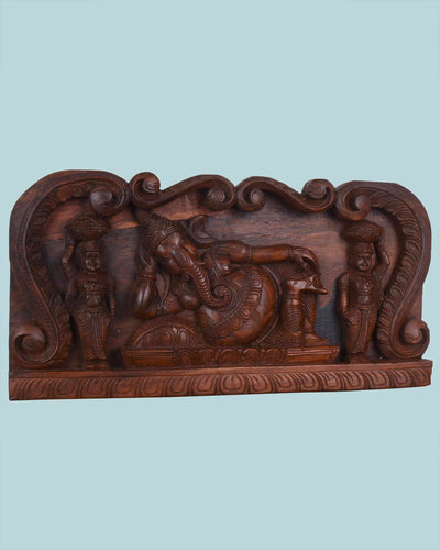 Reclining on pillow with sevagars Ganesha panel 24"