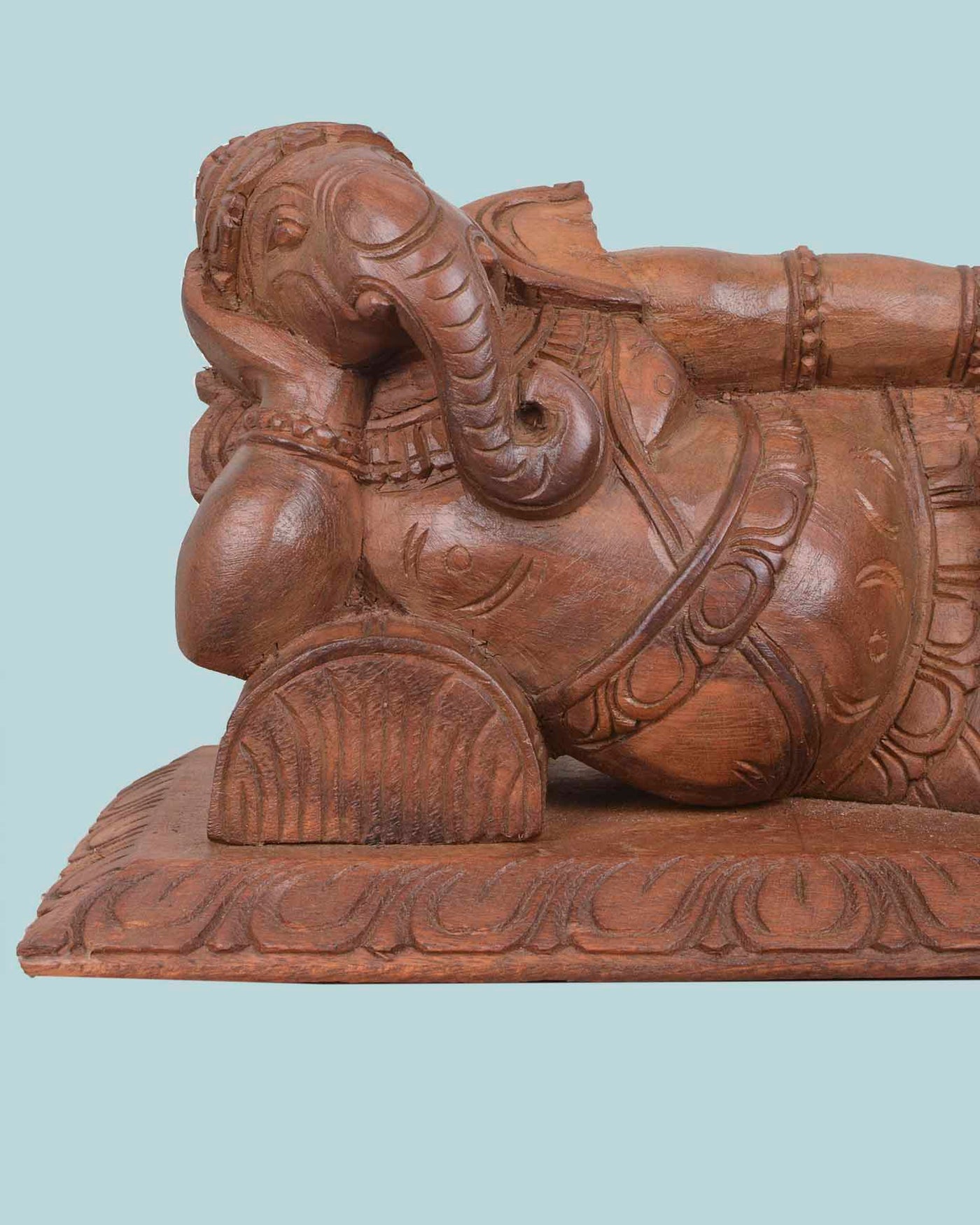 Wealthy Ganesha Reclining on pillow wall mount 15"