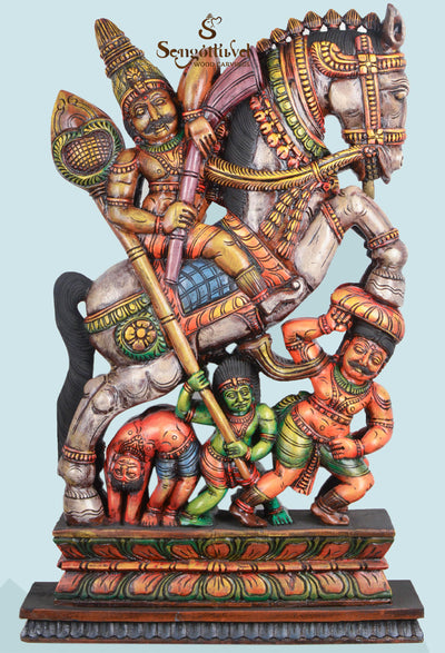 Lord Madurai veeran Rides on Horse  Sculpture 38"