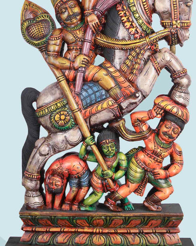Lord Madurai veeran Rides on Horse  Sculpture 38"
