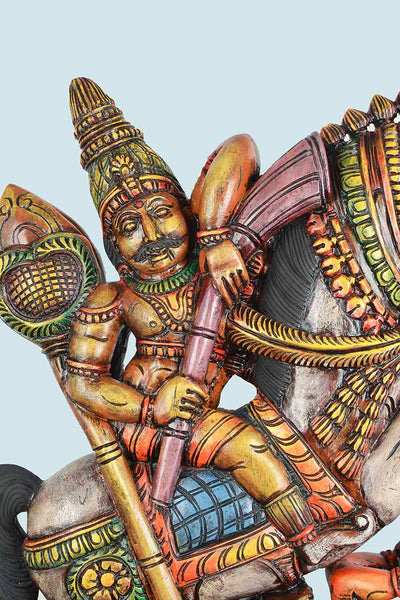 Lord Madurai veeran Rides on Horse  Sculpture 38"
