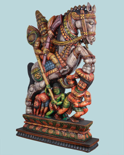 Lord Madurai veeran Rides on Horse  Sculpture 38"
