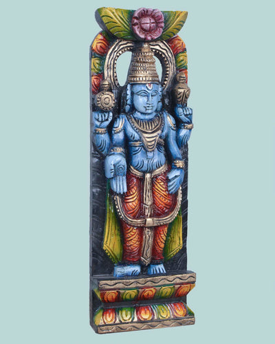 Blueish vishnu Beautiful art work wall Mount 17.5"