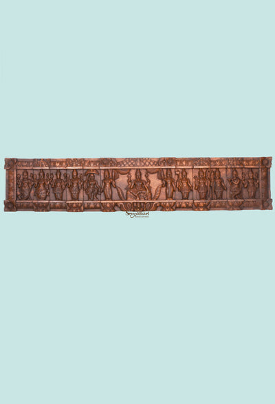 Wooden Dasavatar of Mahavishnu wall panel 60.5"