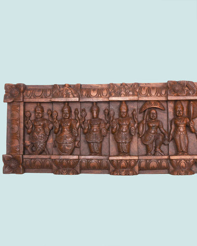 Wooden Dasavatar of Mahavishnu wall panel 60.5"