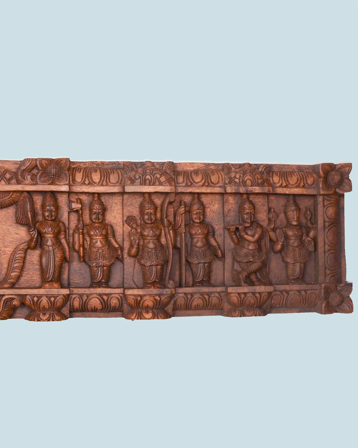 Wooden Dasavatar of Mahavishnu wall panel 60.5"