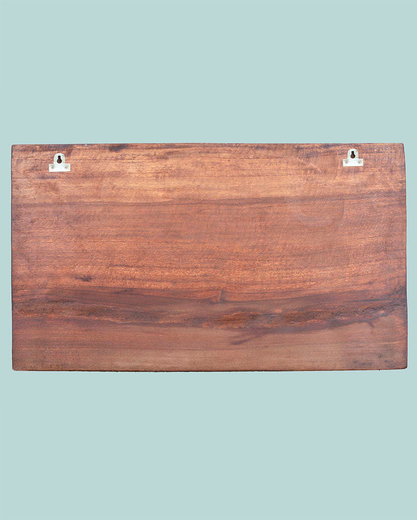Goddess GajaLakshmi seated on Lotus Horizontal  wooden panel 19"
