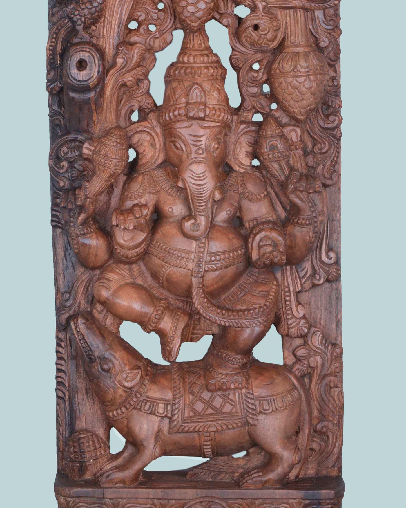 Dancing Ganesha On Rat Jali Work Wall Mount 36"