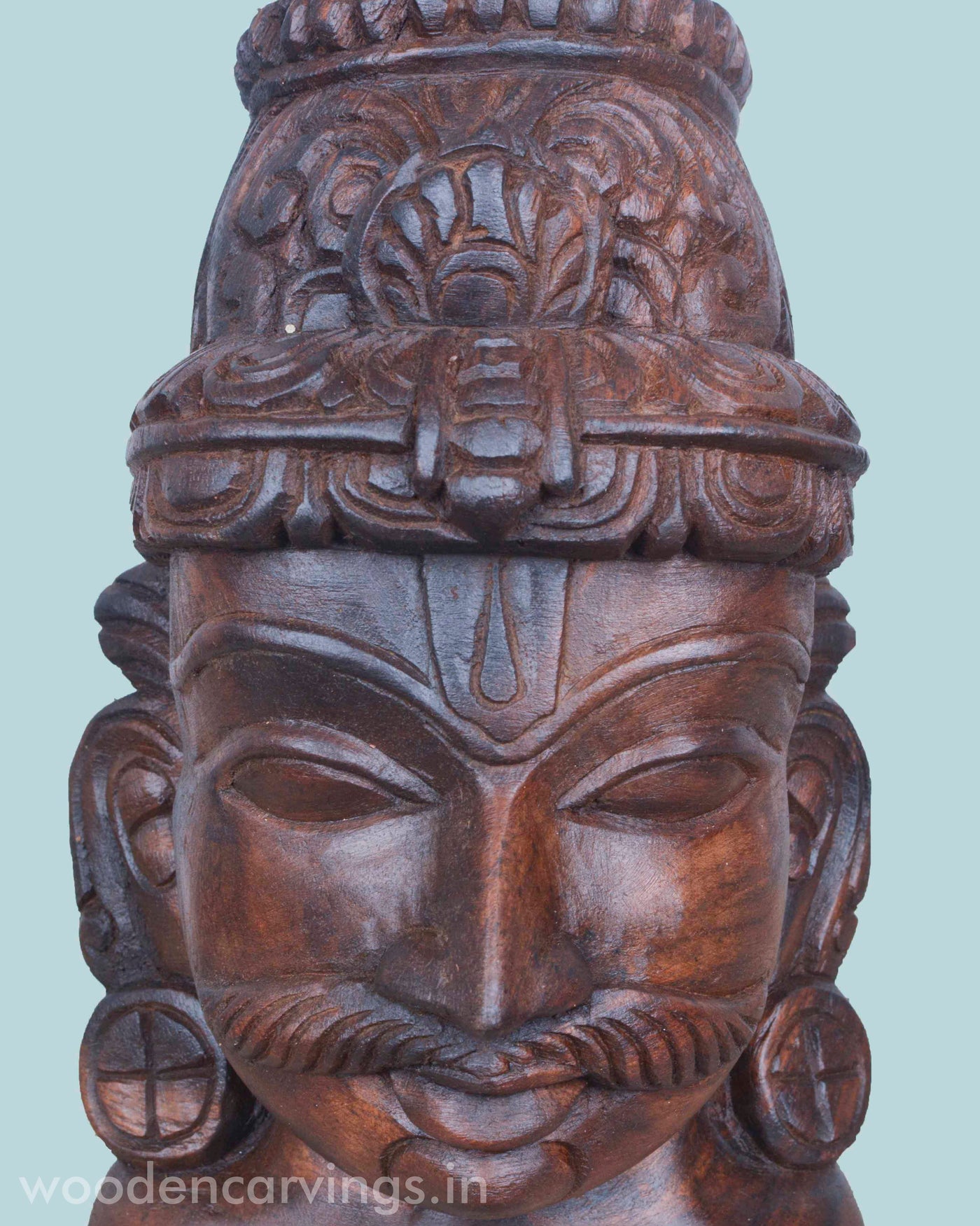 Veerangi Ayyanar Wax Brown Wooden mask 12"