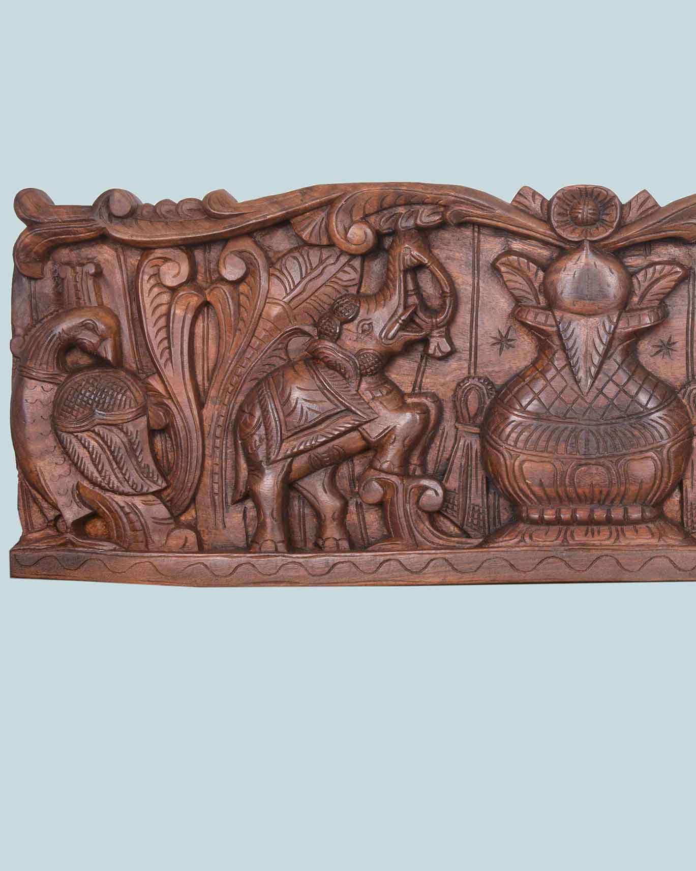 Auspicious Temple kalasam&Elephants panel 36"