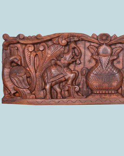 Auspicious Temple kalasam&Elephants panel 36"