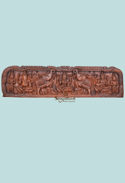 Wax Brown GajaLakshmi,Ganesh,saraswathi panel 46"