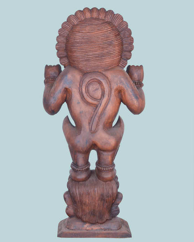 Kirthi Mukha Standing Wooden Sculpture 37"
