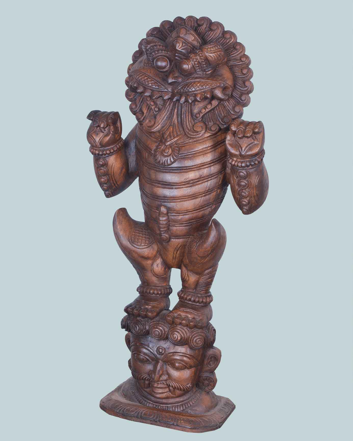 Kirthi Mukha Standing Wooden Sculpture 37"