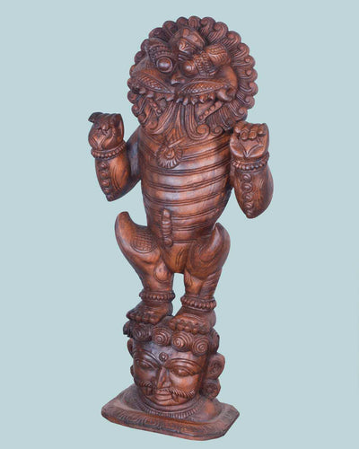 Kirthi Mukha Standing Wooden Sculpture 37"