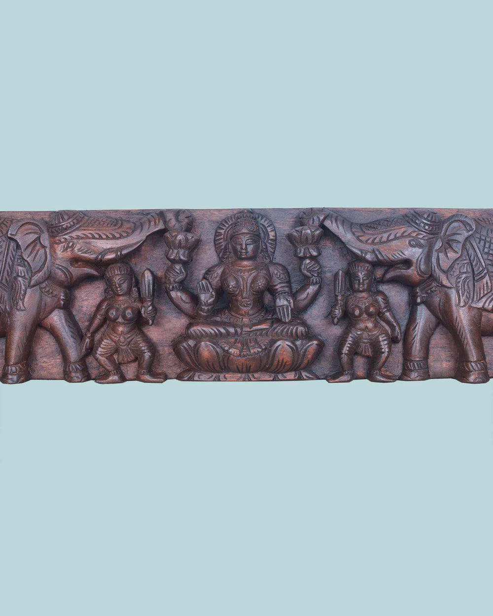 wooden Gajalakshmi panel with Hamsa 