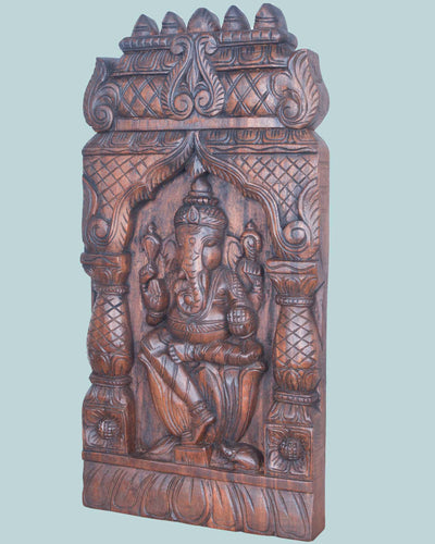 Natural Temple Look Lord Ganesh Wall Mount 24"